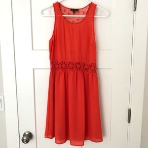 NWOT Orange Dress from TCEC, Lace Detail SZ Small